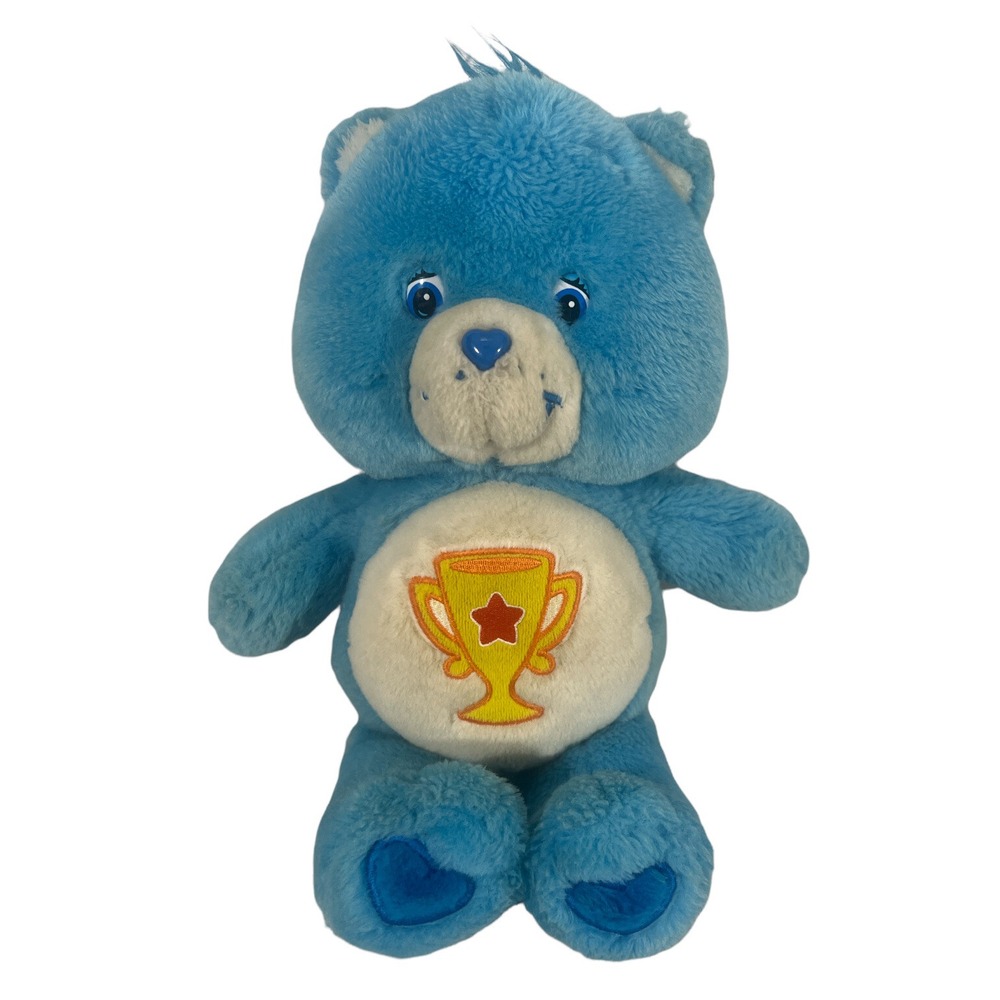 Care Bears Champ Bear Plush 13" Blue Care Bear Champion Trophy 2003